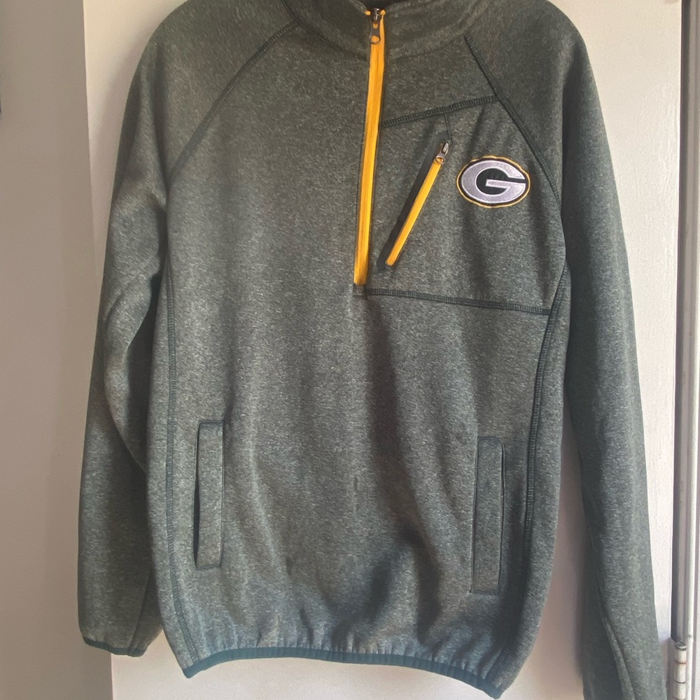 Green Bay Packers Gray Quarter-Zip Sweater XS‎